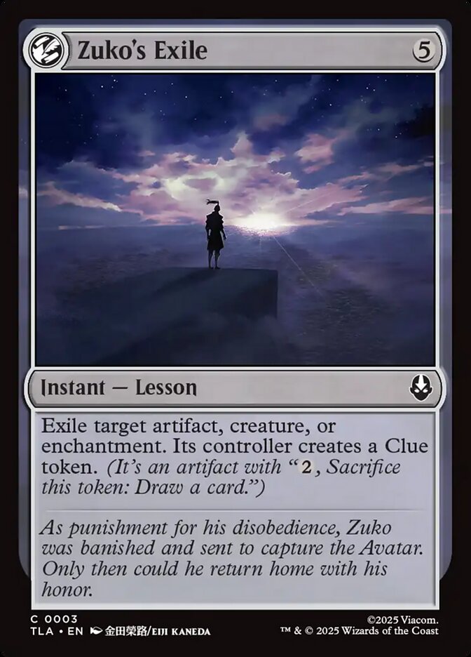 Zuko's Exile card front
