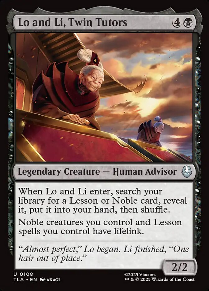 Lo and Li, Twin Tutors card front