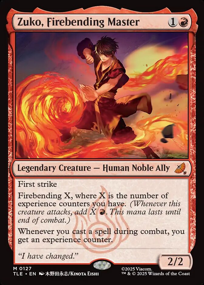 Zuko, Firebending Master card front