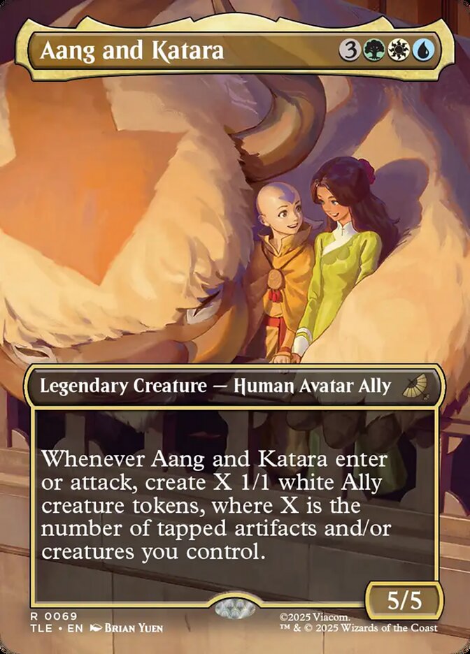 Aang and Katara card front