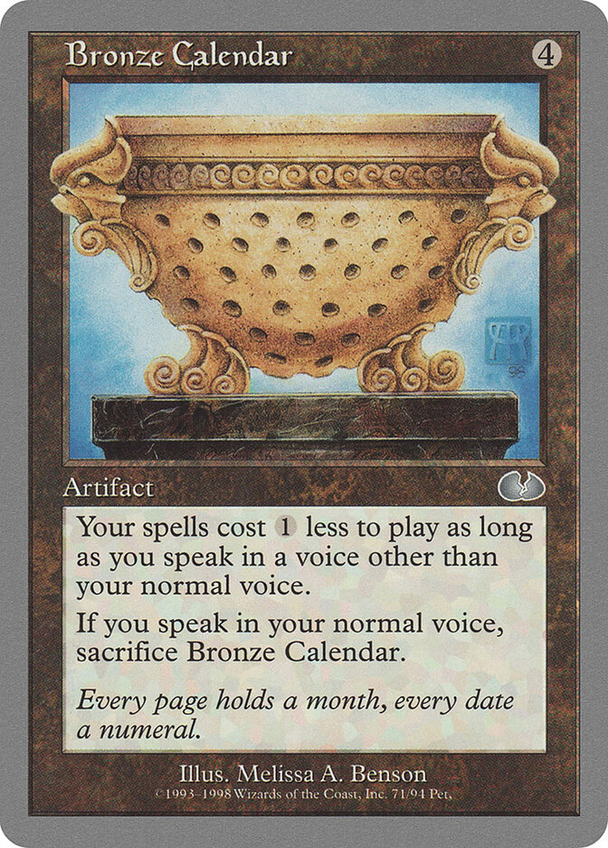 Bronze Calendar card front