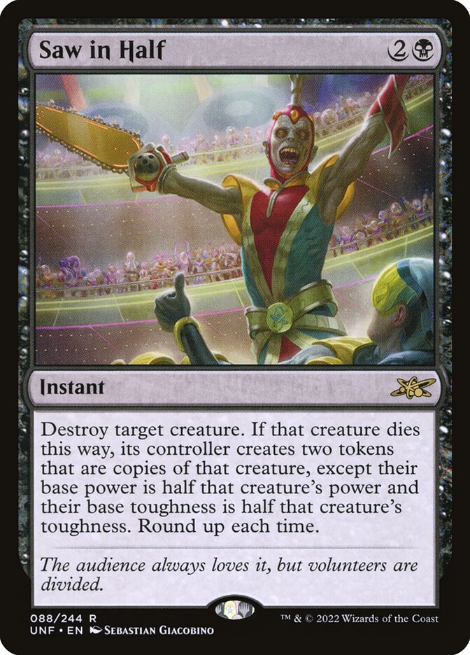 Saw in Half card front
