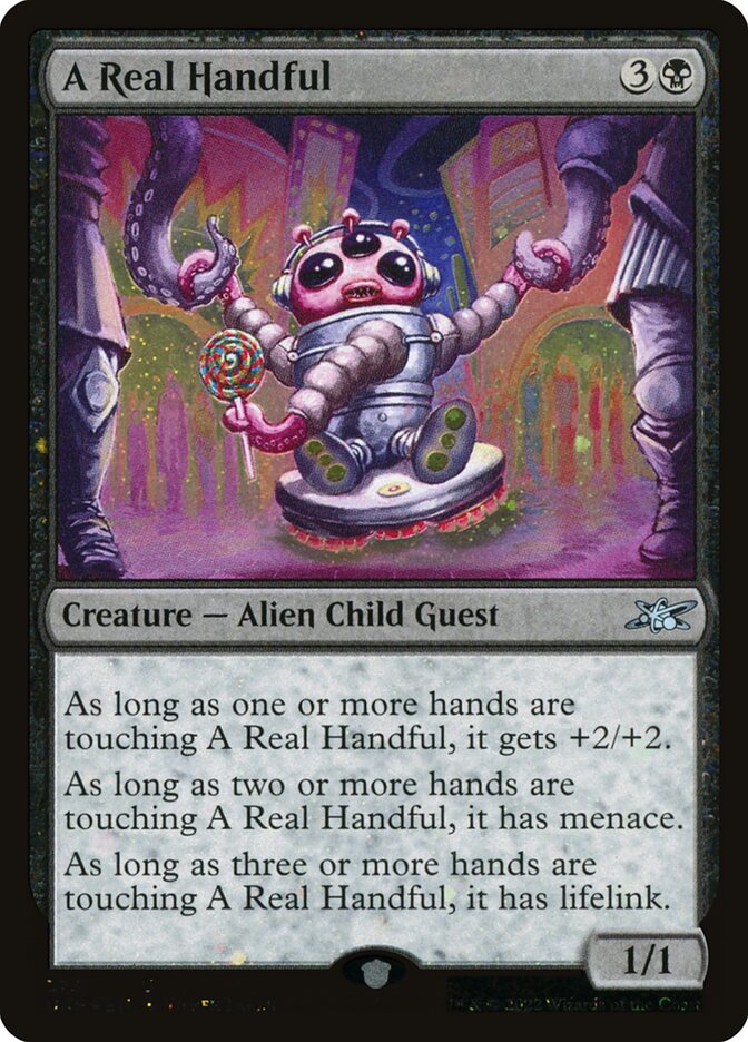 A Real Handful card front