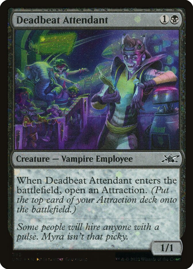 Deadbeat Attendant card front