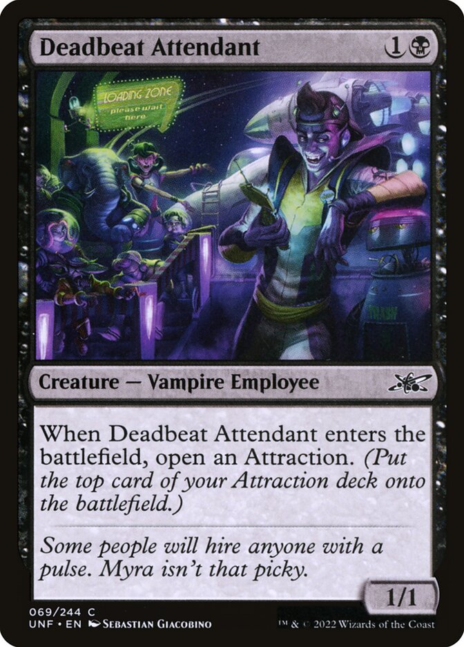 Deadbeat Attendant card front