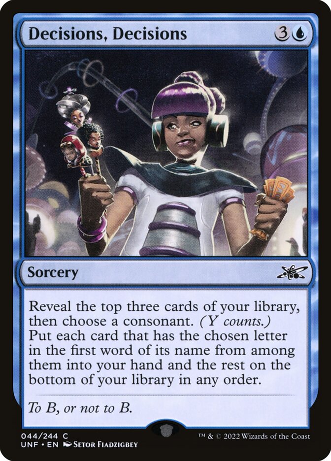 Decisions, Decisions card front