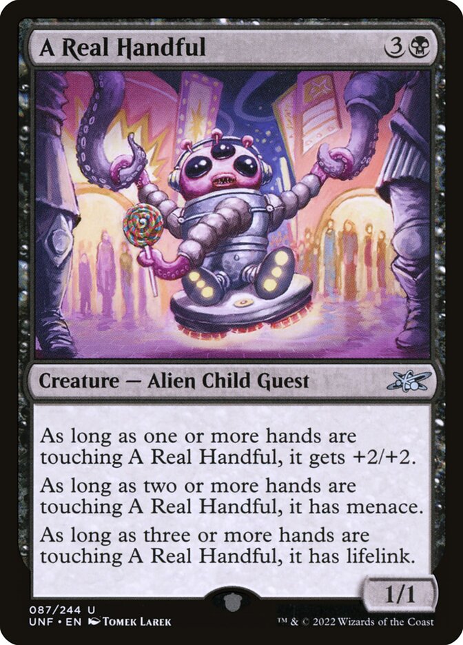A Real Handful card front