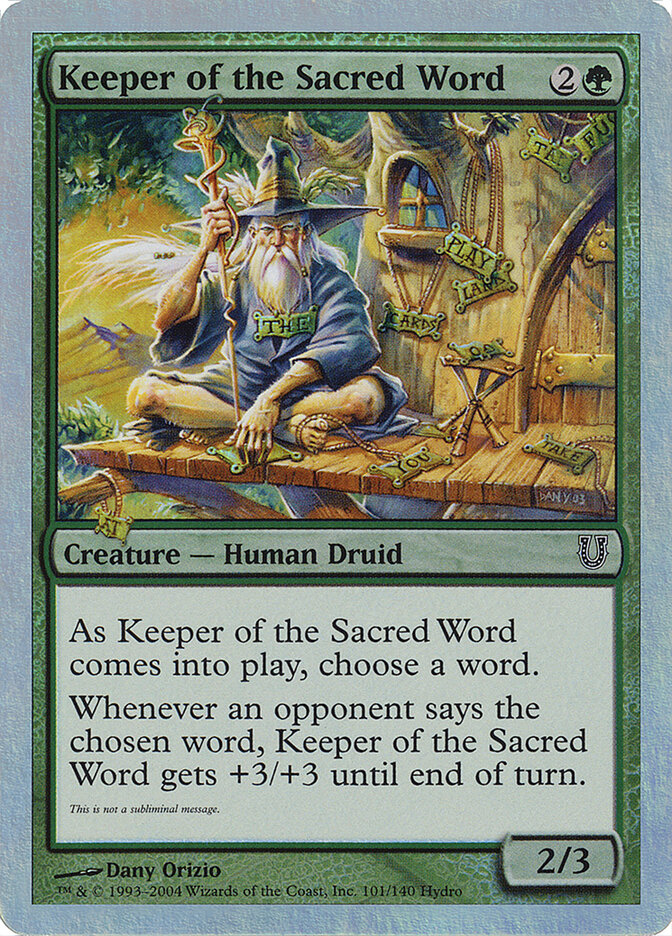 Keeper of the Sacred Word card front