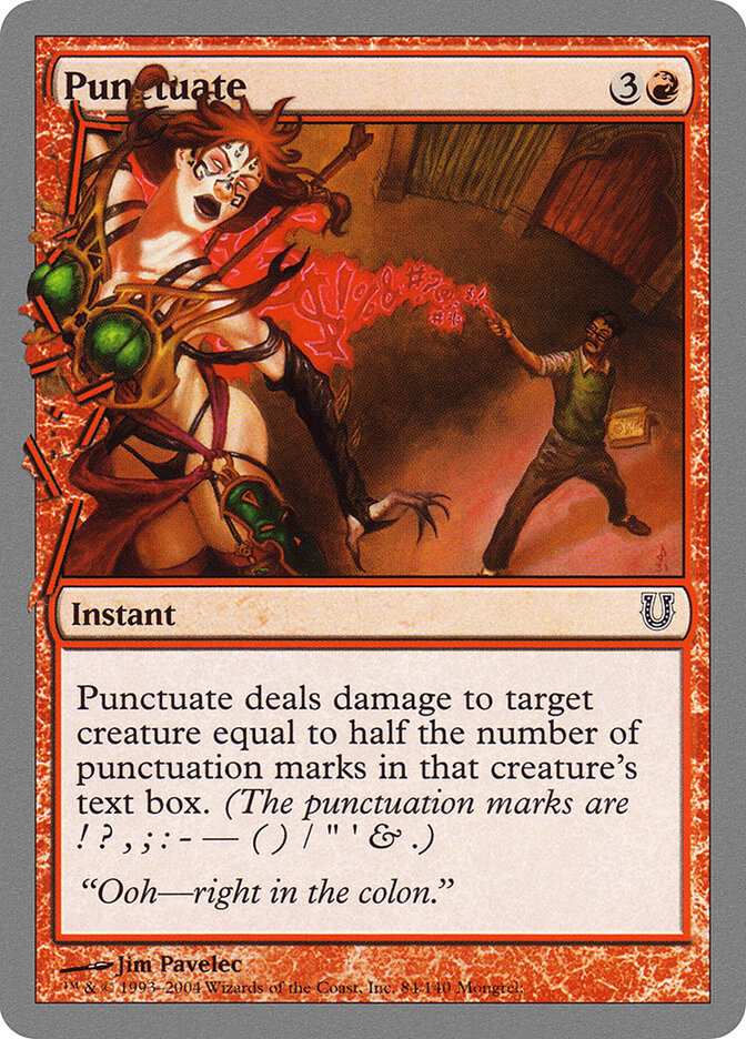 Punctuate card front
