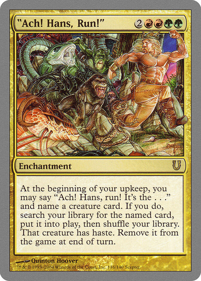 "Ach! Hans, Run!" card front
