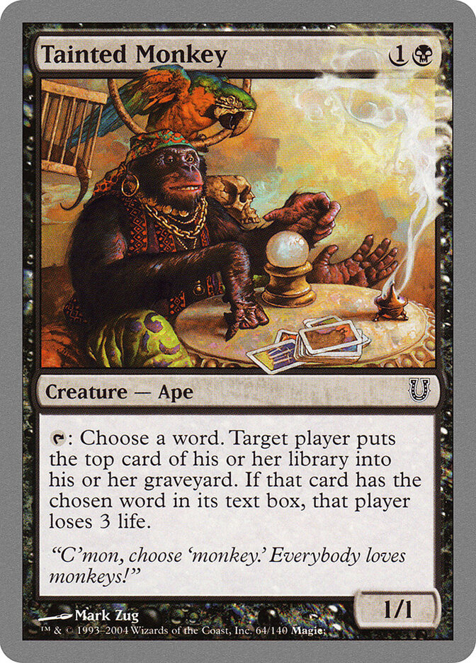 Tainted Monkey card front