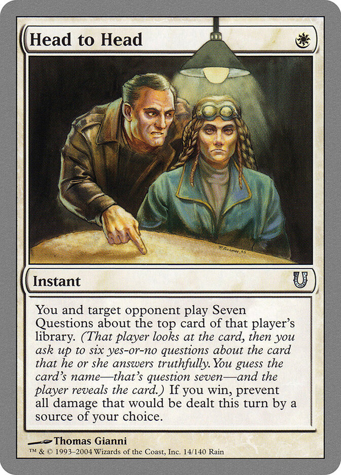 Head to Head card front