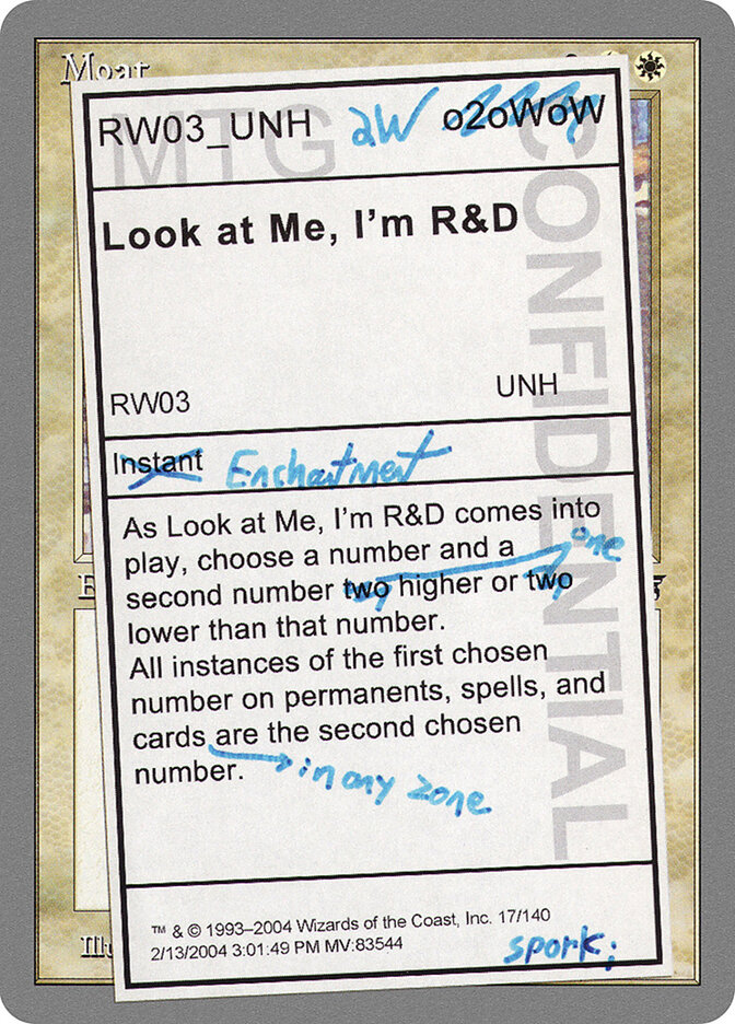 Look at Me, I'm R&D card front