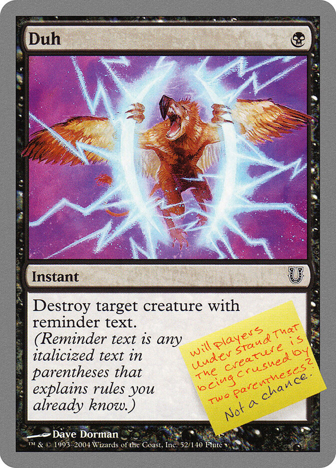 Duh card front
