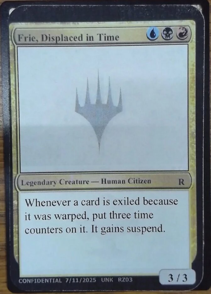 Frie, Displaced in Time card front