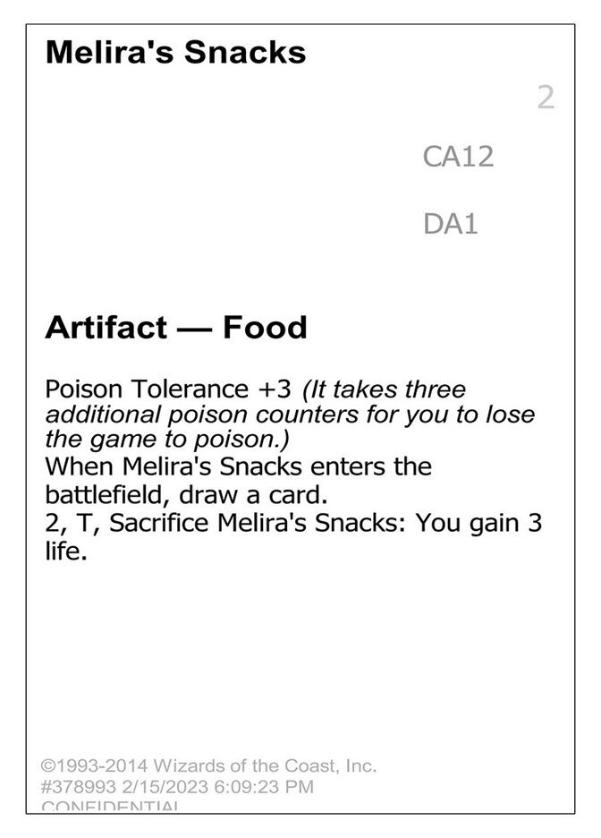 Melira's Snacks card front