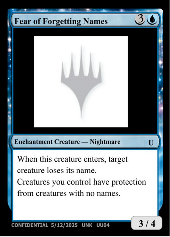Fear of Forgetting Names card front