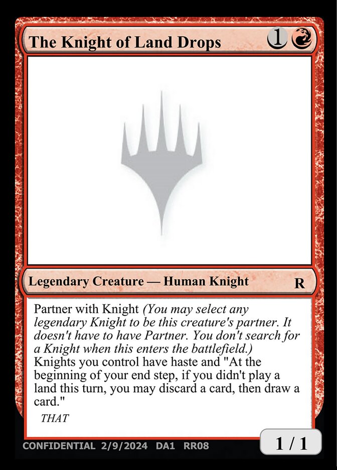 The Knight of Land Drops card front