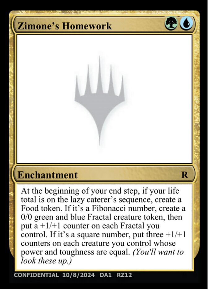 Zimone's Homework card front