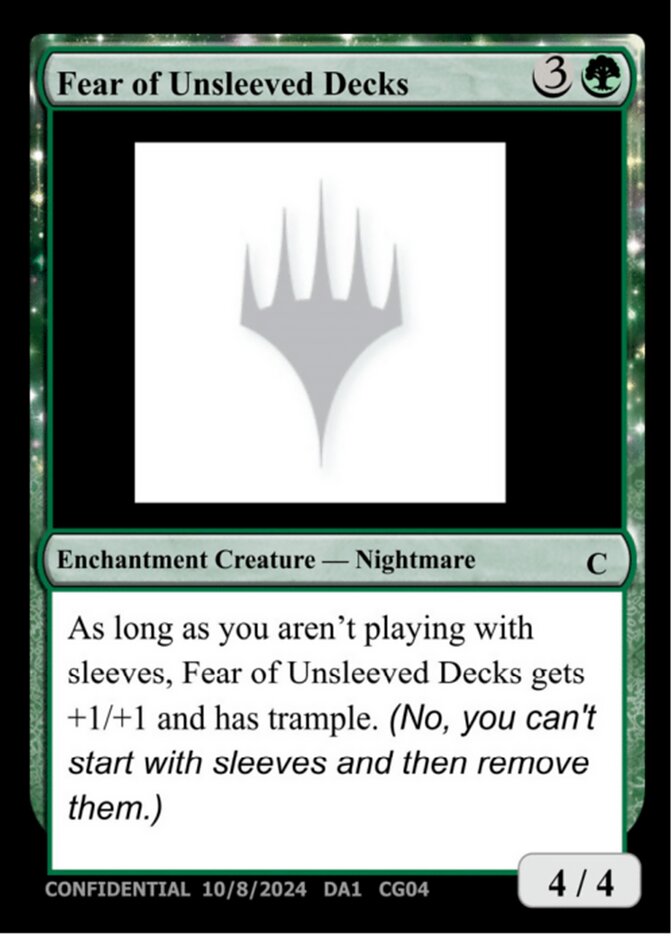 Fear of Unsleeved Decks card front