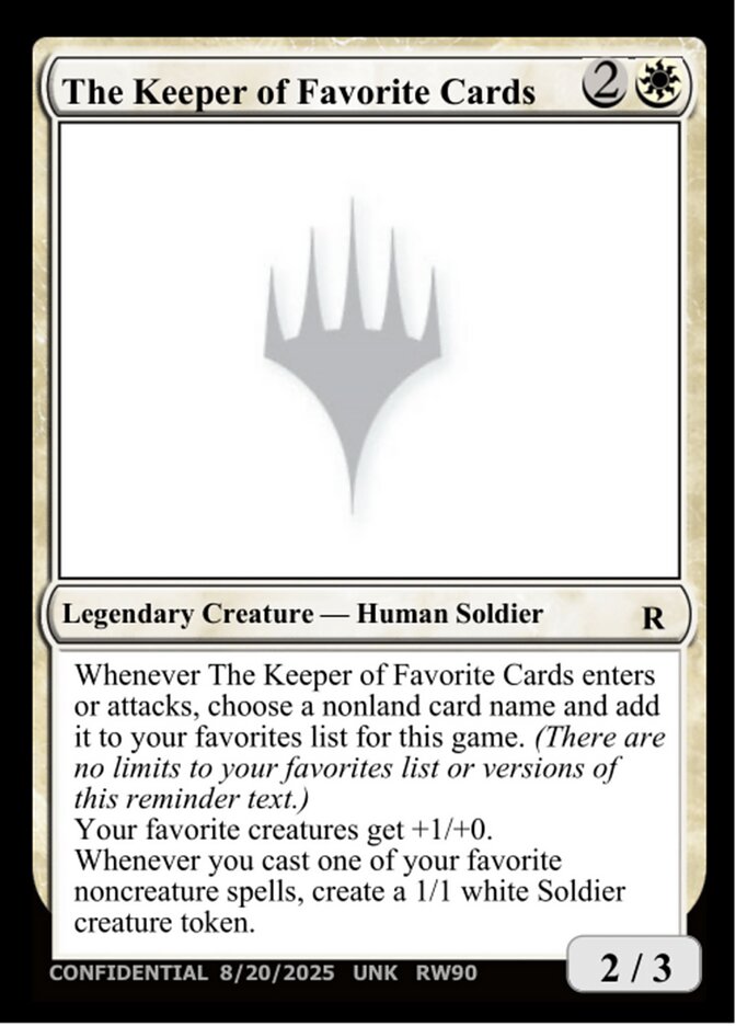 The Keeper of Favorite Cards card front