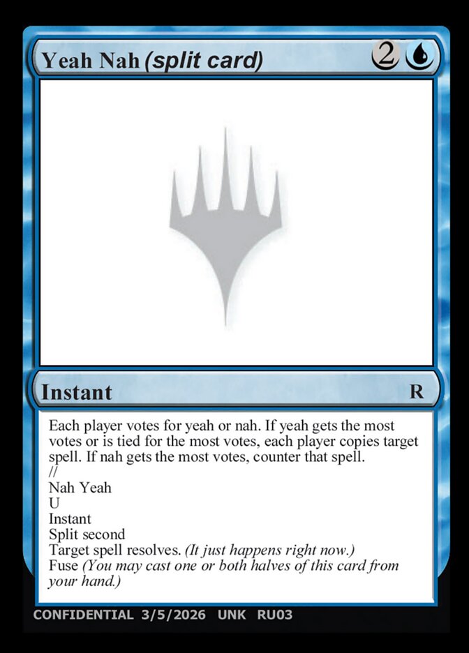 Yeah Nah card front