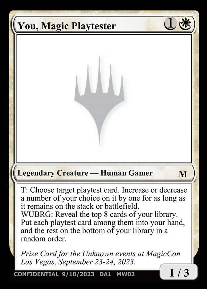 You, Magic Playtester card front