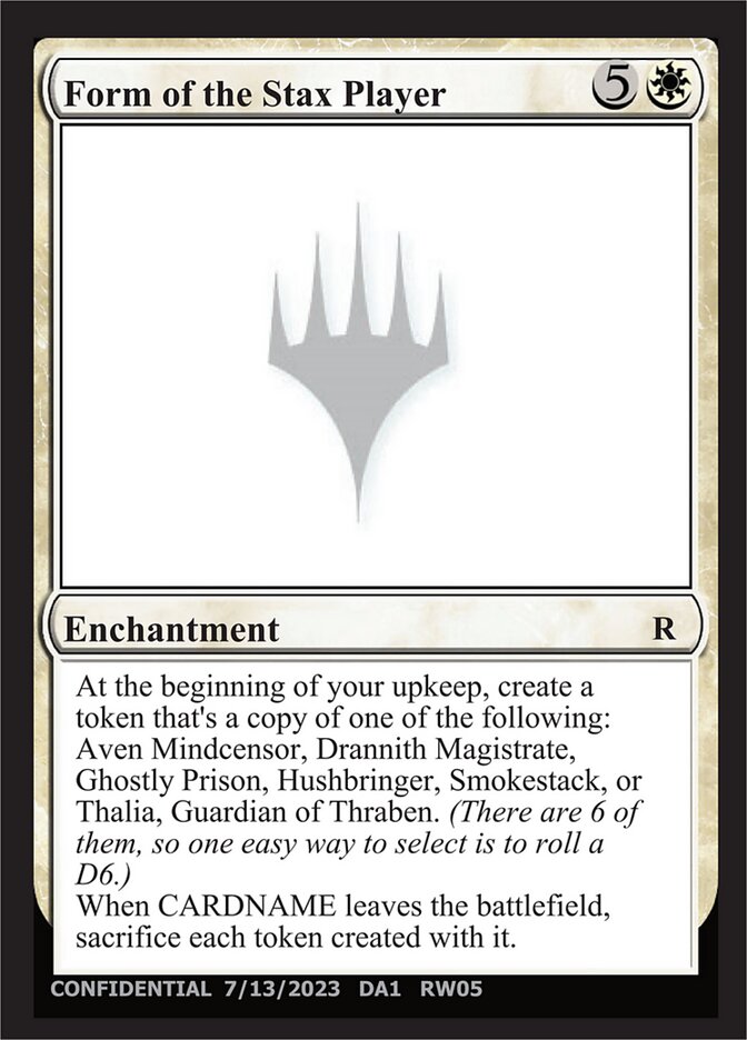 Form of the Stax Player card front