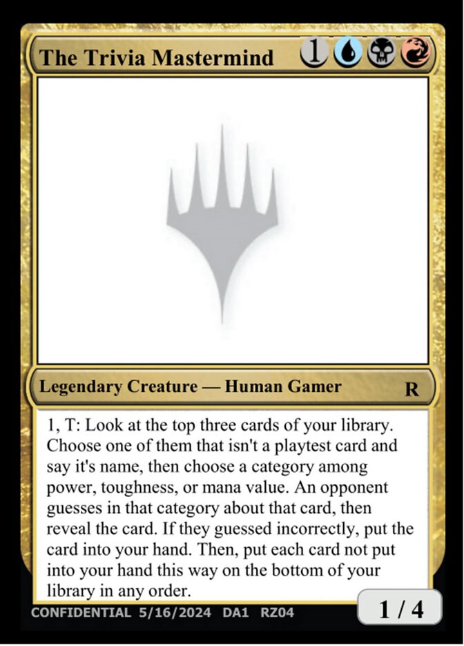 The Trivia Mastermind card front