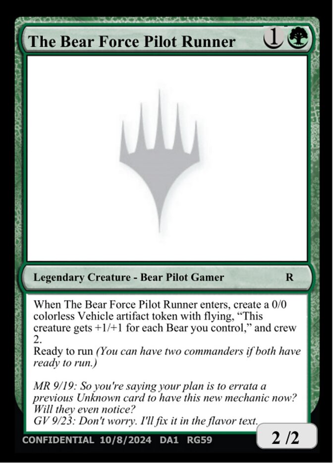 The Bear Force Pilot Runner card front