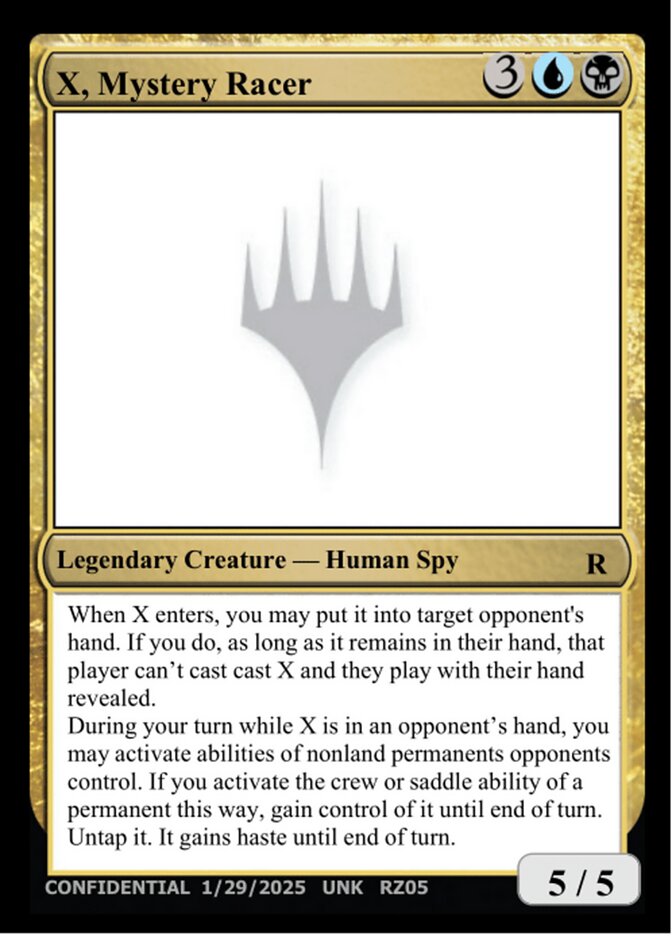 X, Mystery Racer card front