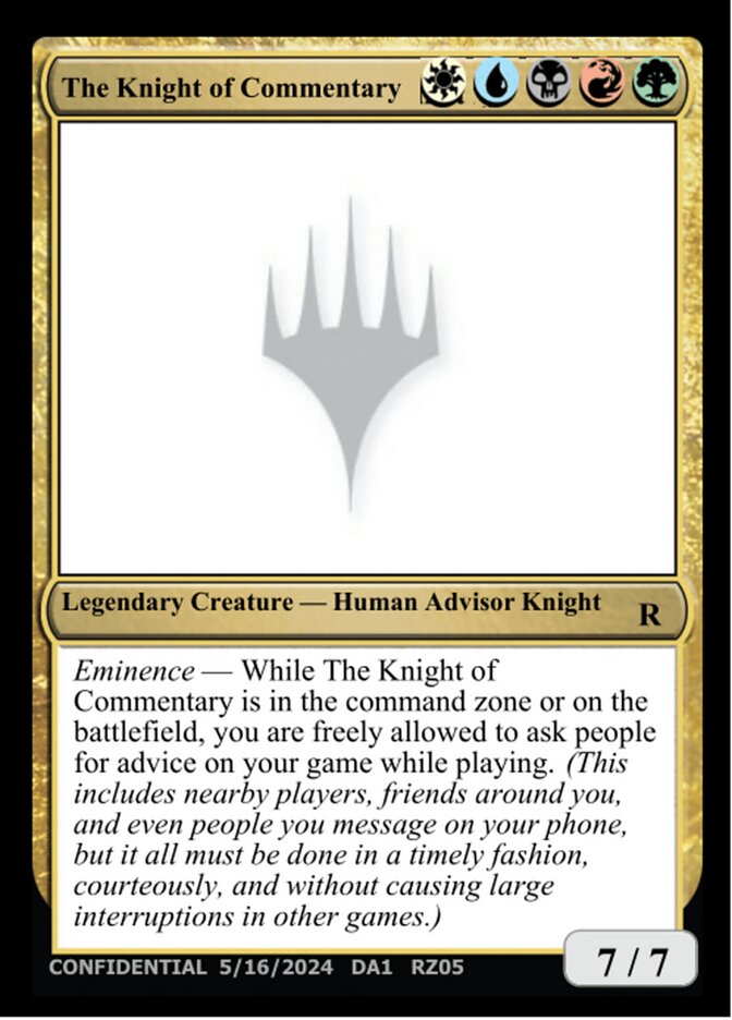 The Knight of Commentary card front