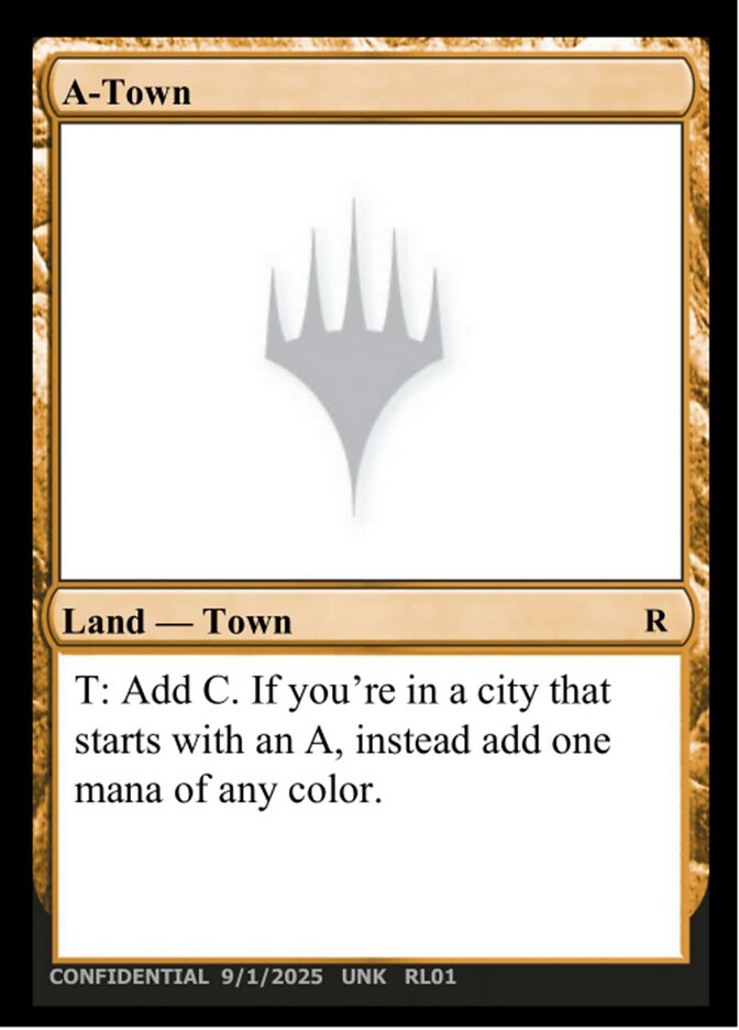 A-Town card front