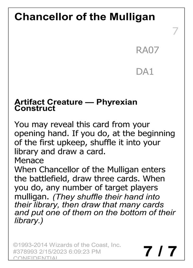 Chancellor of the Mulligan card front