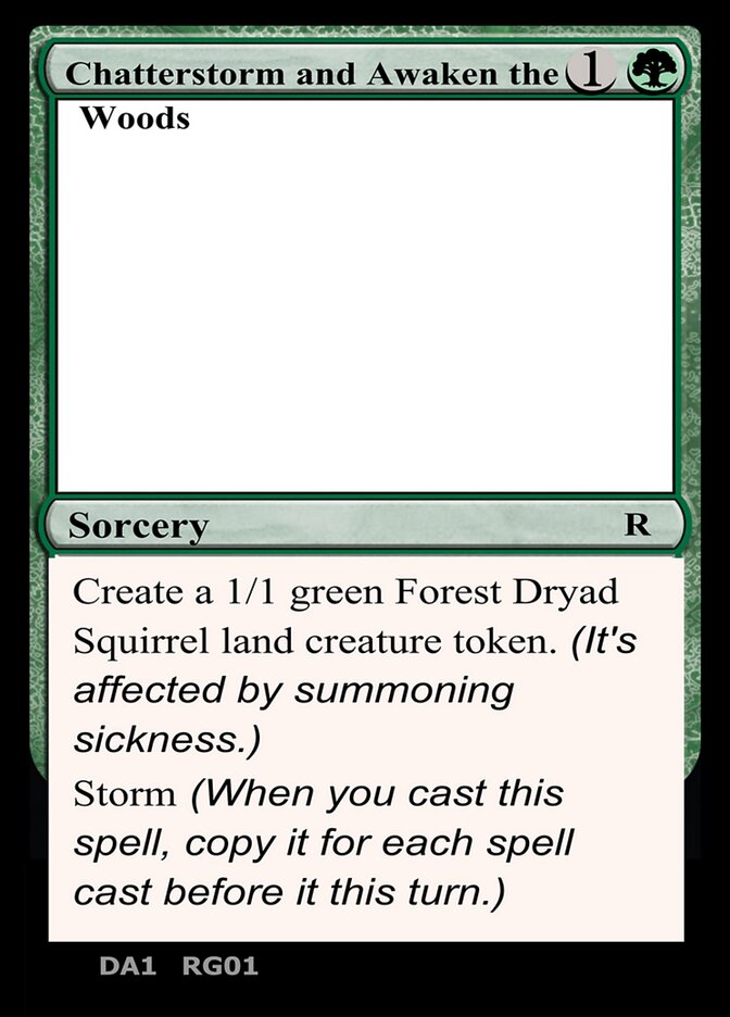 Chatterstorm and Awaken the Woods card front