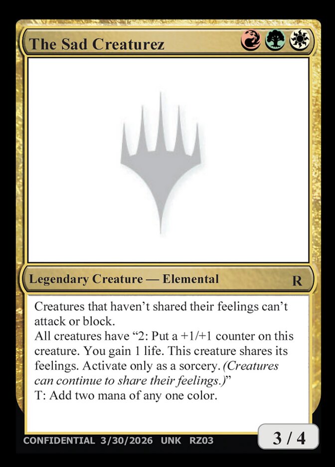 The Sad Creaturez card front