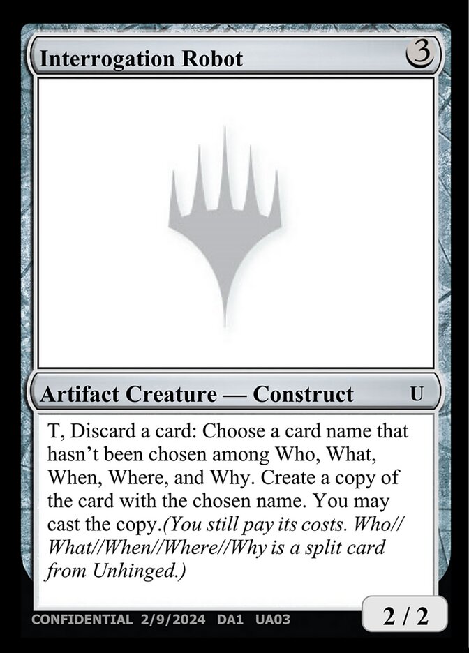 Interrogation Robot card front