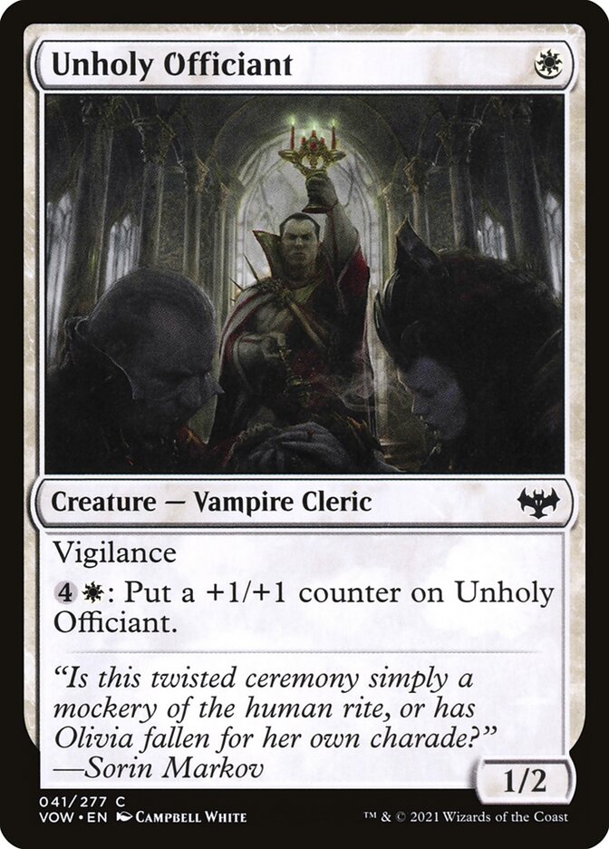 Unholy Officiant card front