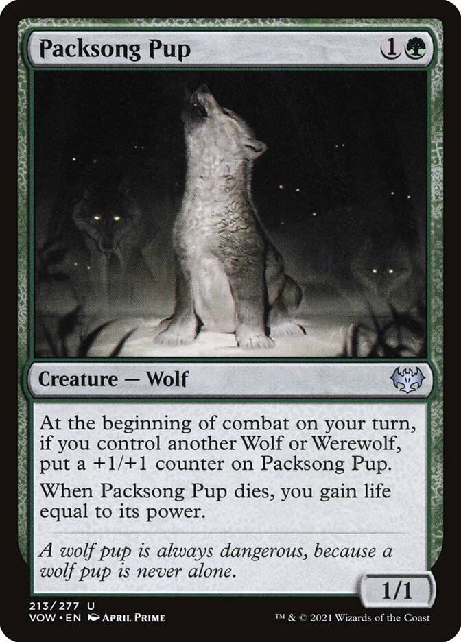 Packsong Pup card front