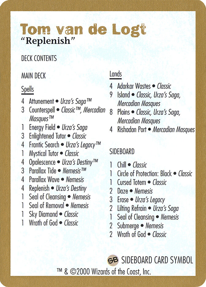 Tom van de Logt Decklist (2000) card front