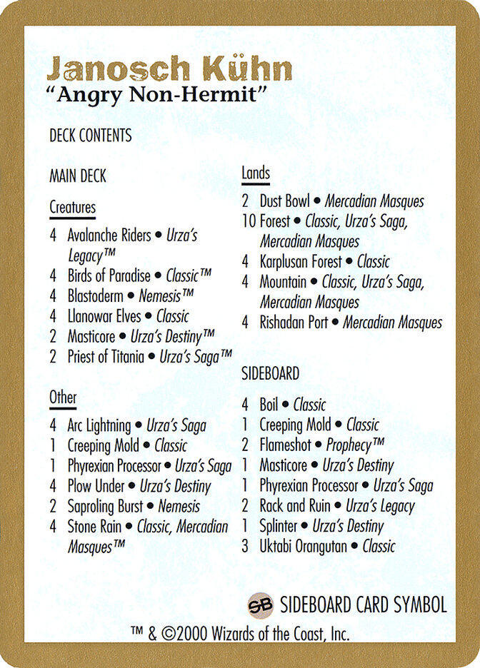 Janosch Kühn Decklist (2000) card front