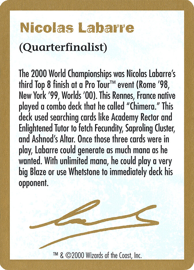 Nicolas Labarre Bio card front