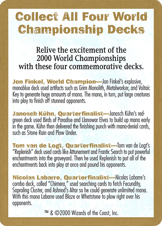 2000 World Championships Ad card front