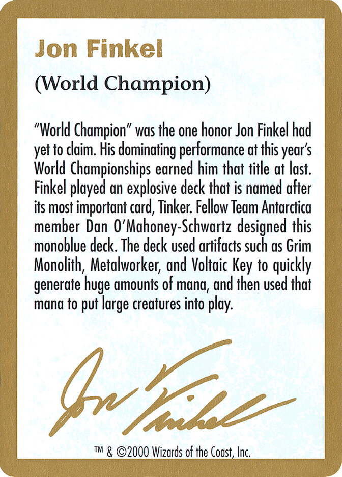 Jon Finkel Bio card front