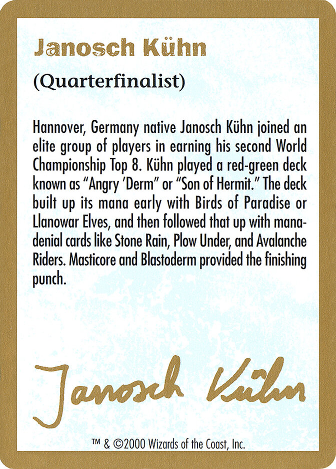Janosch Kühn Bio (2000) card front