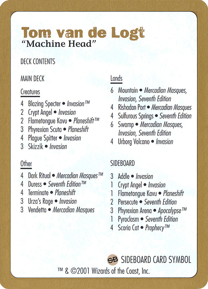 Tom van de Logt Decklist (2001) card front
