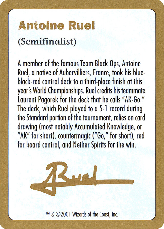 Antoine Ruel Bio card front