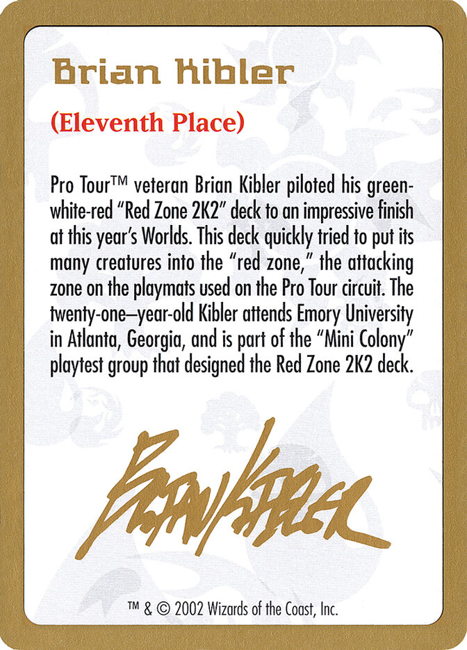 Brian Kibler Bio card front