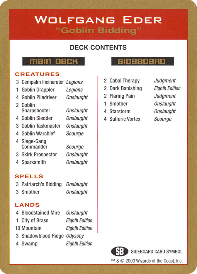 Wolfgang Eder Decklist card front
