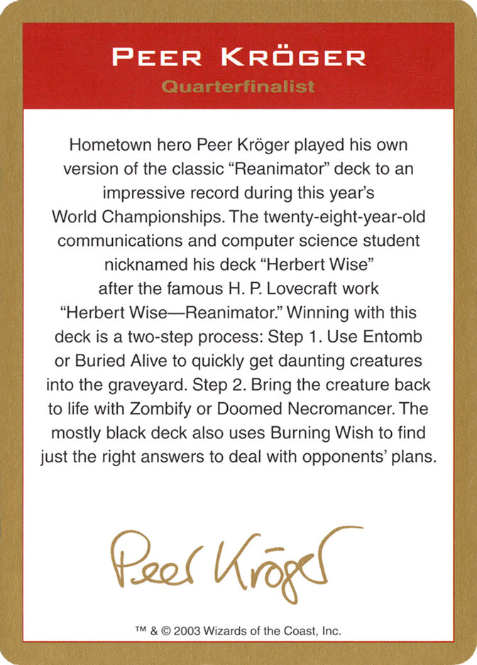 Peer Kröger Bio card front